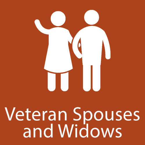 Icon of a man and a woman and the words "Veteran spouses and widows"