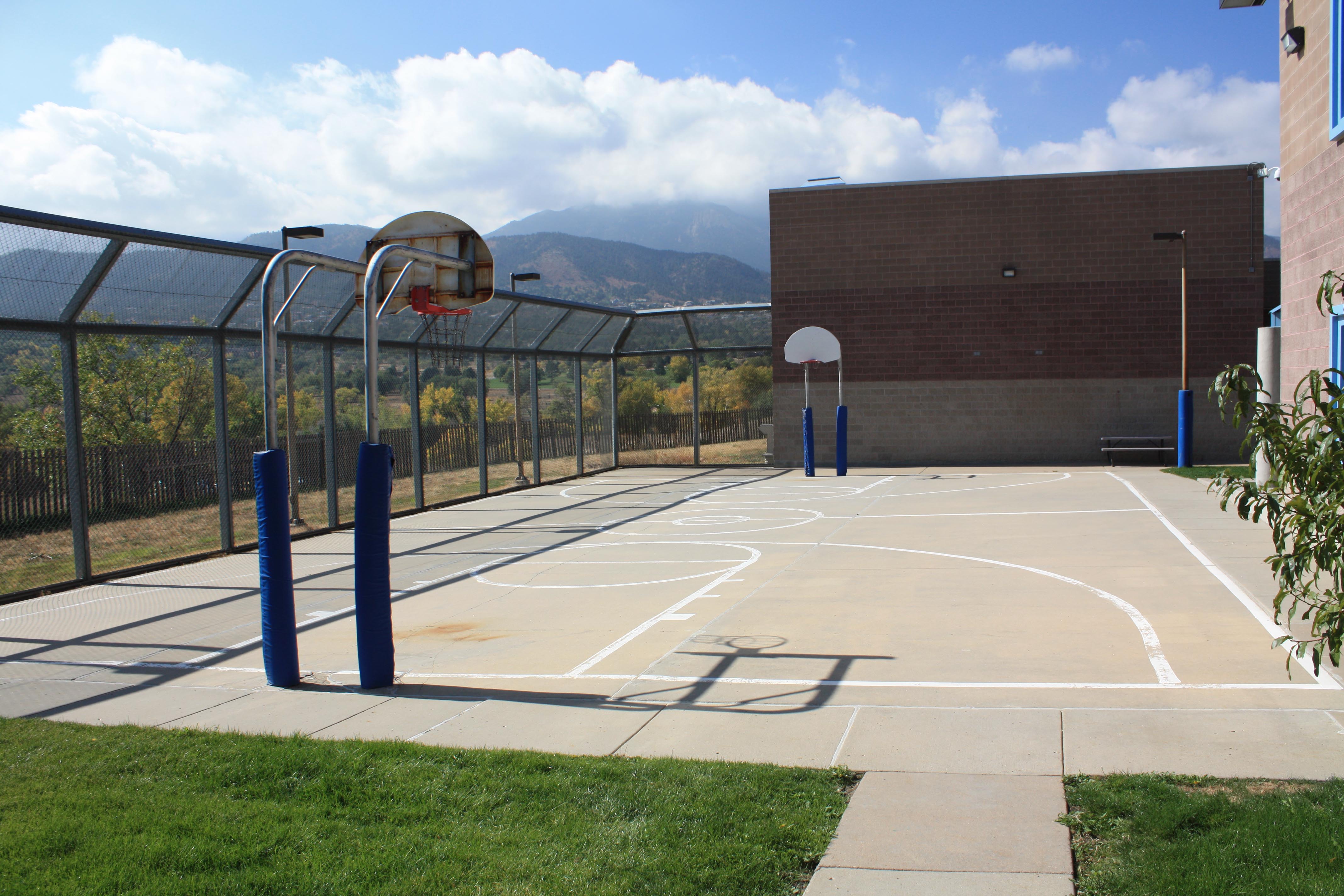 Outdoor basketball court at Zebulon Pike Youth Services Center