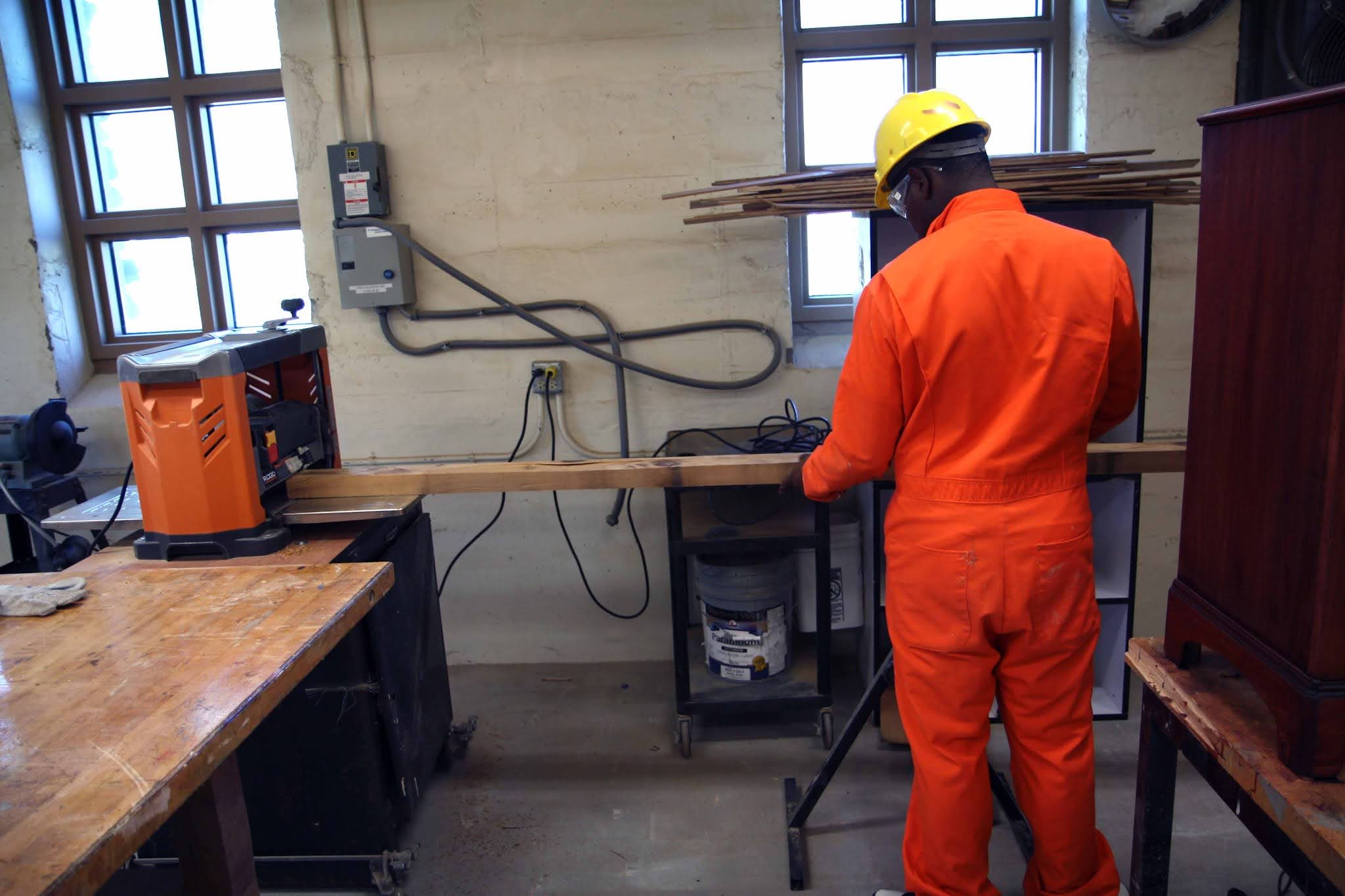 Youth woodworking at Golden Peak Youth Services Center