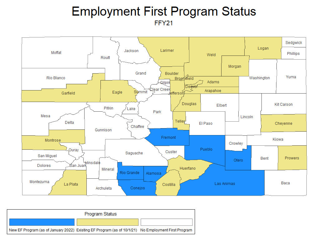 Colorado Employment First county map