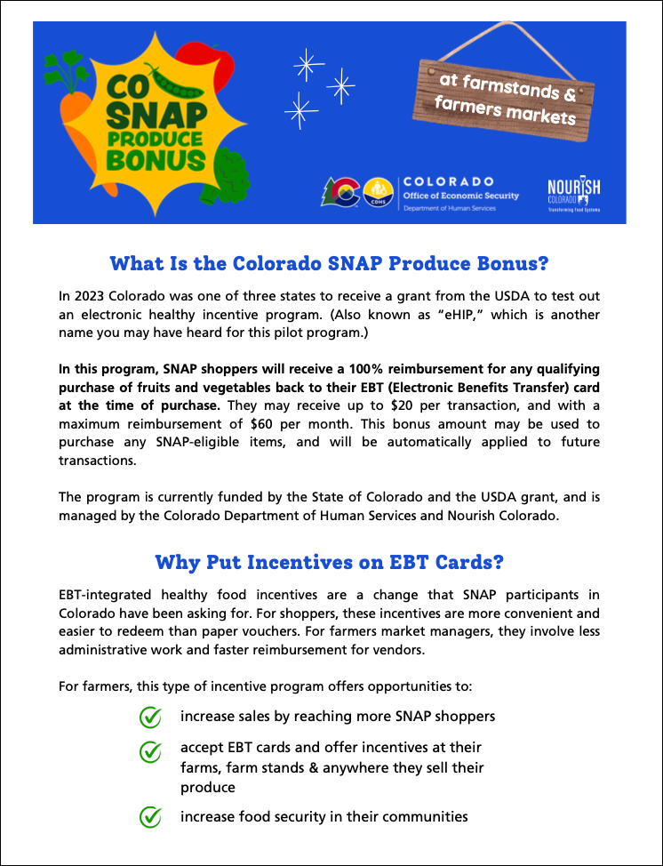 Thumbnail image of Farmer CO SNAP Produce Bonus flyer