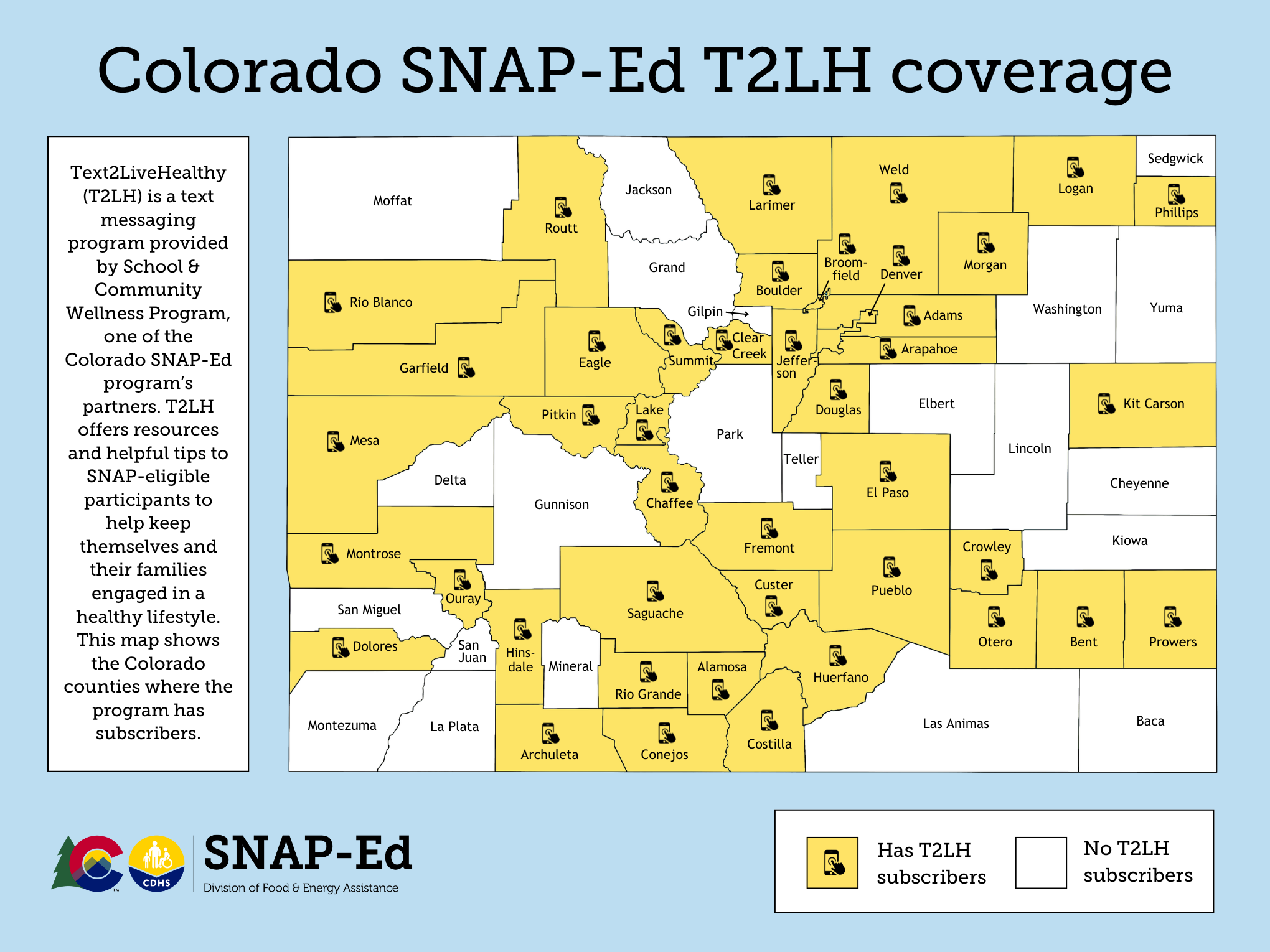 Colorado SNAP-Ed T2LH coverage map