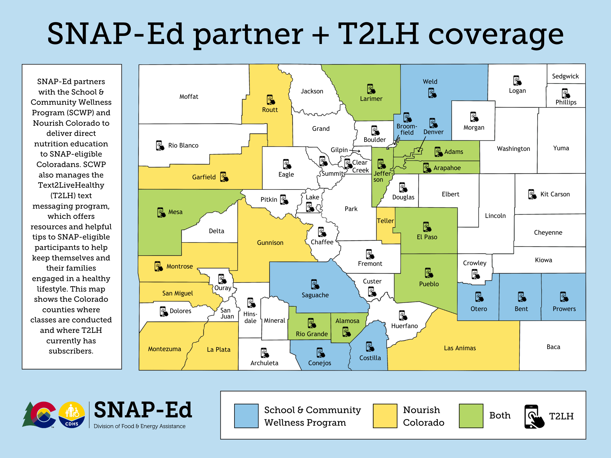 SNAP-Ed partner + T2LH coverage map