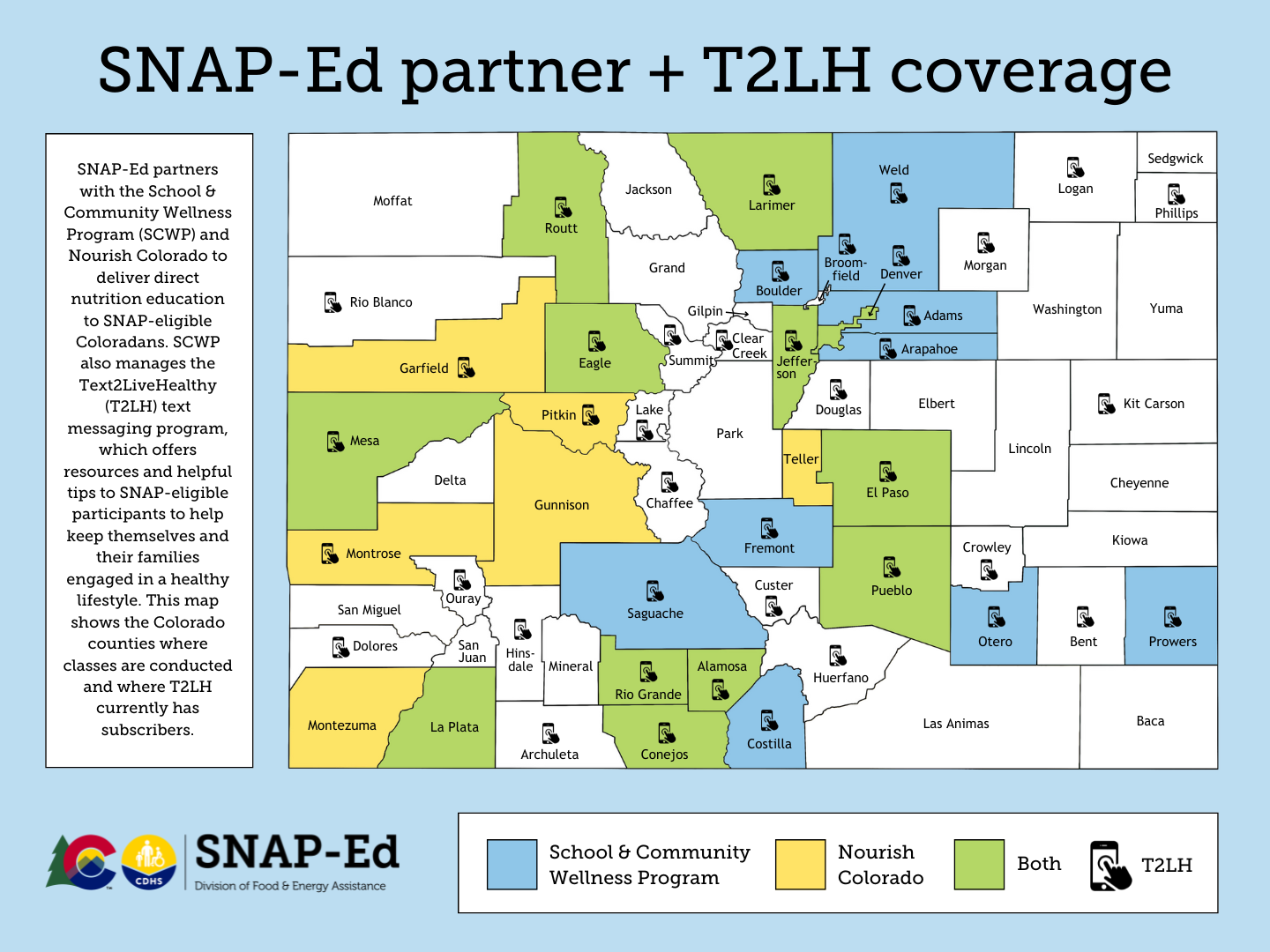 SNAP-Ed partner + T2LH coverage map
