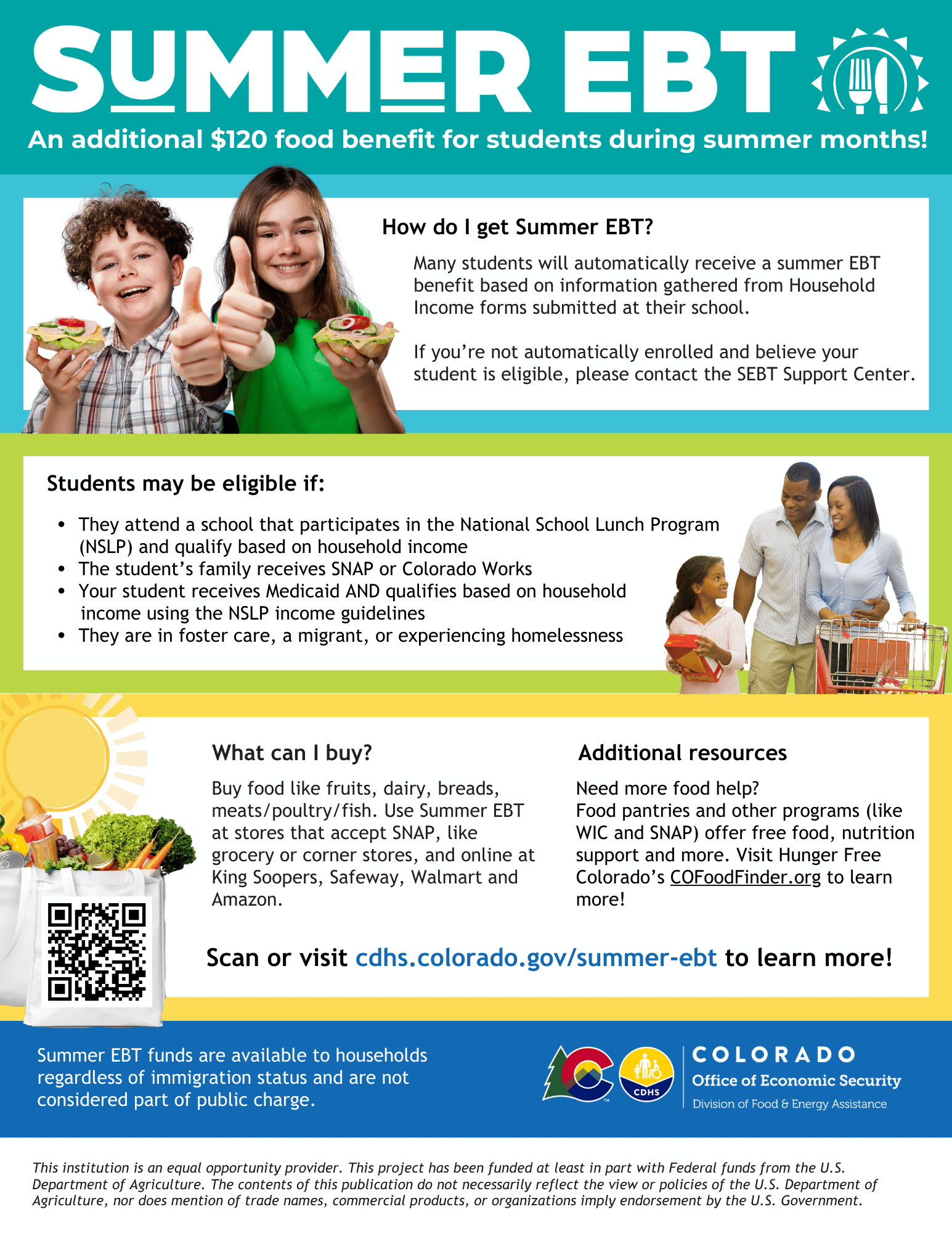 Flyer about the Summer EBT food benefit program.