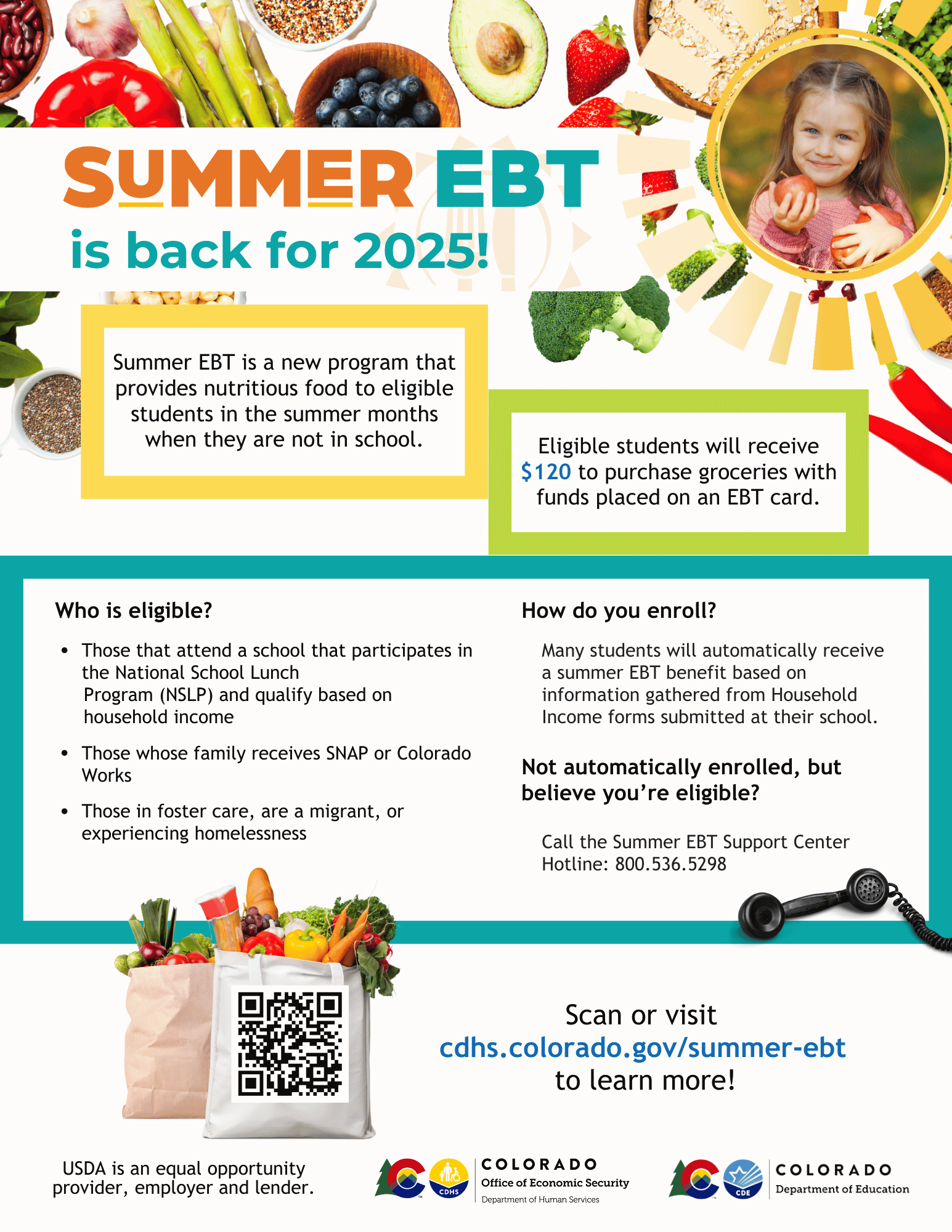 Flyer promoting the Summer EBT food benefit program.