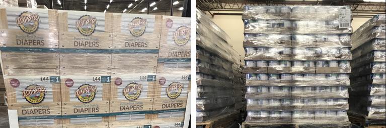 Stacked baby supplies from FEMA