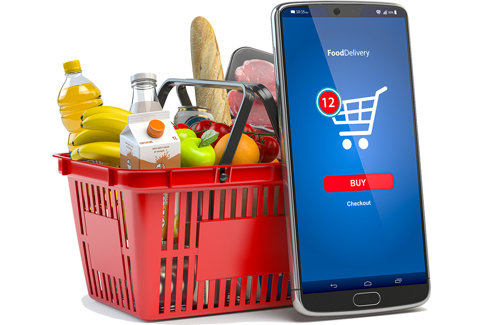 Online grocery shopping illustration