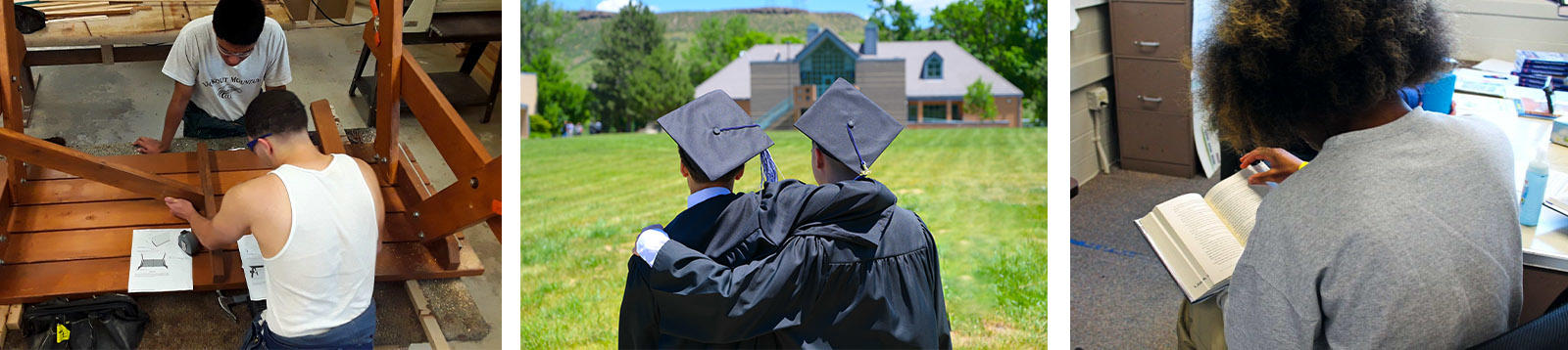 Three photos of youth at Division of Youth Services facilities